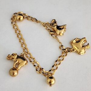 Avon Gold Elephant Charm Link Bracelet